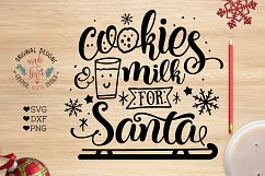 Cookies and Milk for Santa Christmas Cut File SVG, DXF, PNG Product Image 1