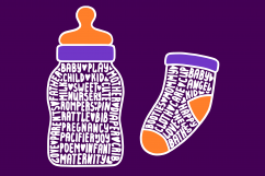 Baby bottle svg, baby sock svg, baby svg, child svg, our miracle baby svg Product Image 1