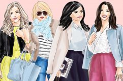 Fashion illustration clipart - Fashion Girls 21 - Light Skin Product Image 3