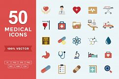 Medical &amp; Health Flat Icons Set Product Image 1
