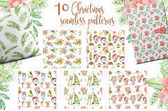 Christmas seamless patterns with pigs Product Image 2