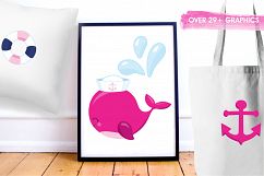 Nautical Whales graphics and illustrations Product Image 5