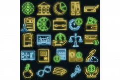 Accounting day icon set vector neon Product Image 1