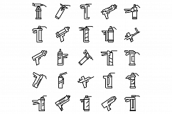 Silicone caulk gun icons set, outline style Product Image 1