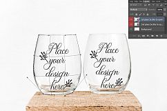 Two stemless wine glass mockups 2 no stem glasses mockup Product Image 3