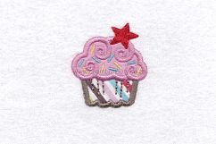 Star and Sprinkles Cupcake Applique Embroidery Design Product Image 2