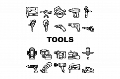 Tools For Building Collection Icons Set Vector Product Image 1