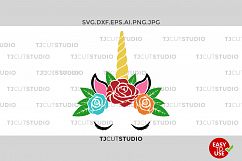 Unicorn Svg, unicorn flowers, Unicorn birthday svg, Unicorn svg, Unicorn head svg, Svg Files for Silhouette Cameo or Cricut Commercial &amp; Personal Use. Product Image 1