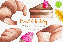 Bread baking bakery cake cupcake watercolor clipart Product Image 3