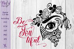 Womans eye svg, Lace mask svg, beautiful quote svg, roses  Product Image 2