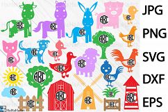 Circle Farm Animals Monogram - Clip art / Cutting Files 75c Product Image 1