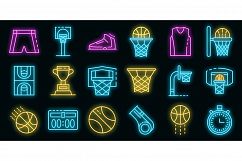 Basketball equipment icons set vector neon Product Image 1