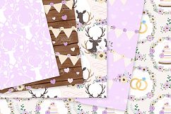 Purple Wedding Digital Paper - Lilac Rustic Wedding Deer Seamless Patterns Product Image 2