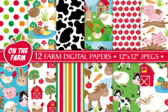 Farm digital papers, Farm patterns, Farm animal patterns Product Image 1