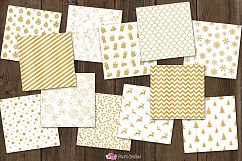 White and Gold Christmas Digital Paper Product Image 2