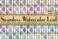 100 Seamless Watercolor Fall Leaf Digital Papers Product Image 1