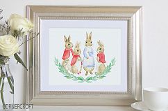 Cumbria Rabbit Family, Mum, Dad, Sisters, Watercolor Illustration  Product Image 8