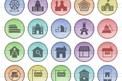 100 Building &amp; Landmarks Filled Low Poly Icons Product Image 2
