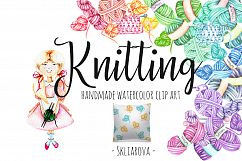 Knitting Watercolor Clip art Product Image 1