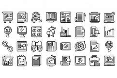 Market studies icons set, outline style Product Image 1