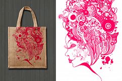 6 Woman zentangle inspired portrait. Product Image 5