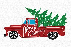 Christmas Truck SVG DXF PNG EPS vector files, Merry Christmas svg, Old truck, Red truck Product Image 1