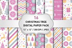 Christmas Digital Paper Pack / Backgrounds / Pink Christmas Digital Paper Set / Scrapbooking / Patterns / Printables / Card Making Product Image 1