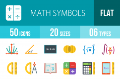 50 Math Symbols Flat Multicolor Icons Product Image 1