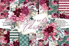 Burgundy Christmas digital paper pack I. Product Image 1