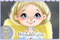 Cute Angel girl with moon and stars Christmas clipart kit Product Image 4