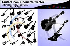 Guitars silhouette / Guitars svg / guitar icon /Guitars digital clipart / Guitars SVG / EPS / PNG / Dxf / vector icon / special set added Product Image 1