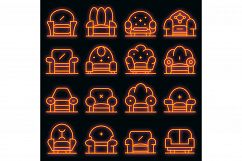 Armchair icons set vector neon Product Image 1