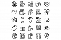 Vitamin c icons set, outline style Product Image 1