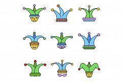 Jester icon set line color vector Product Image 1