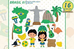 Brasil clipart, Brasilian clip art, Rio De Janeiro, instant Product Image 1