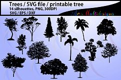 Tree silhouette / tree silhouette svg cut file / vector trees / printable trees silhouettes / design / Eps Svg Dxf / commercial use /14nos Product Image 1