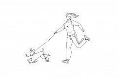 Pet Walking And Running In Park With Girl Vector Product Image 1