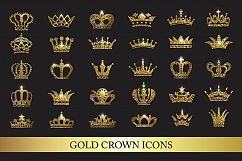  Set of gold and silver crown icons.  Product Image 6