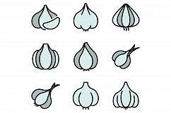 Garlic icons set vector flat Product Image 1