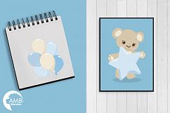 Teddy bear, nursery, baby boy, baby blue bear, clipart, graphics, llustrations AMB-1460 Product Image 5