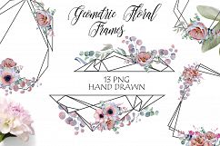 Geometric Floral Frames with peonies and anemonies Product Image 1