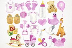 Watercolor Baby Shower Clipart, Baby Shower Clip Art Product Image 2