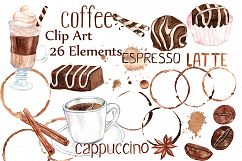 Watercolor coffee clipart Product Image 1