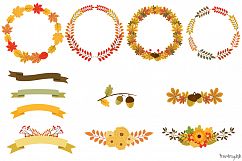 Autumn Wreaths Clipart, Fall Wreath Set Product Image 2