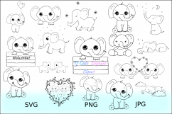 Cute Animals Collection - Elephant Clipart Outline Product Image 2