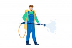 Pest Control Worker Spraying Pesticides Vector Product Image 1