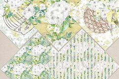 Watercolor White Hydrangea digital paper pack Product Image 2