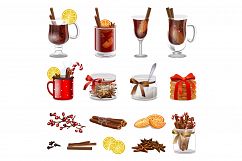 Mulled wine icons set, cartoon style Product Image 1