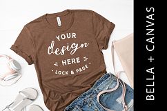 Heather Brown Bella Canvas 3001 T-Shirt Mockup Product Image 1