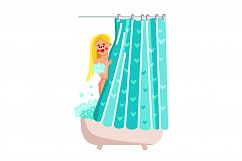 Shower Curtain Bathroom Interior Accessory Vector Product Image 1